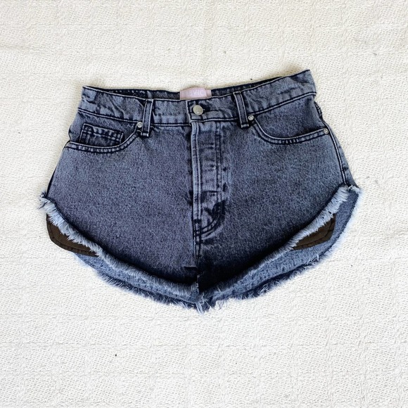REVICE Pants - Revice Denim Acid Wash Grey Ombre Black Cut Off Short Shorts Size 27